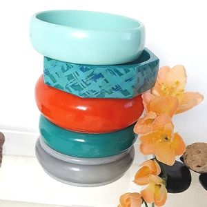 🔖LOT OF X5🔥Vintage Retro Y2K Chunky Bracelets|Vibrant Colors